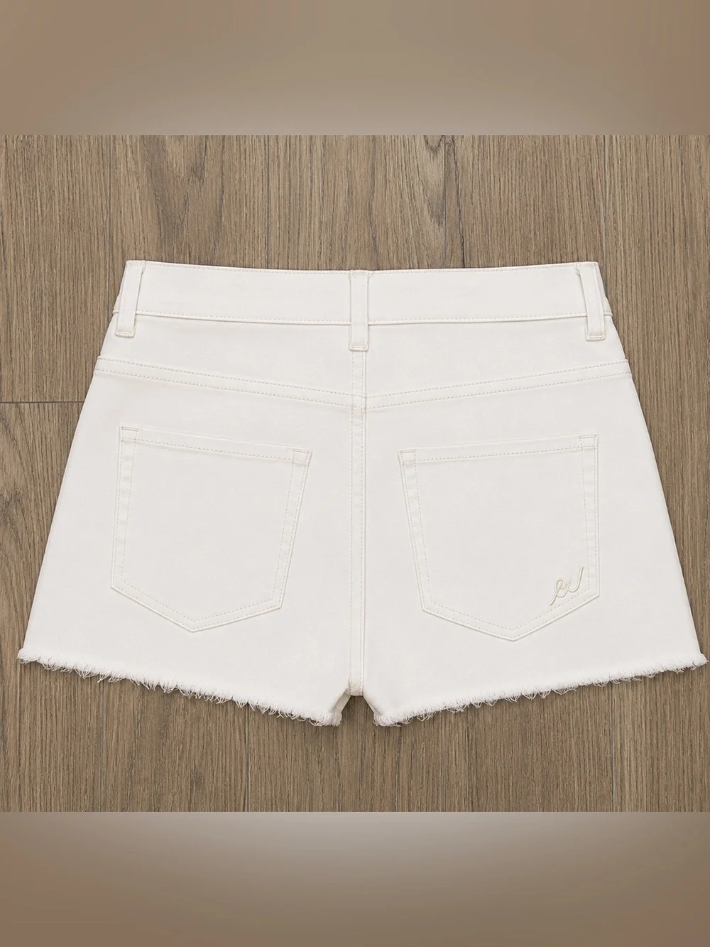 White Denim Frayed Hem Shorts